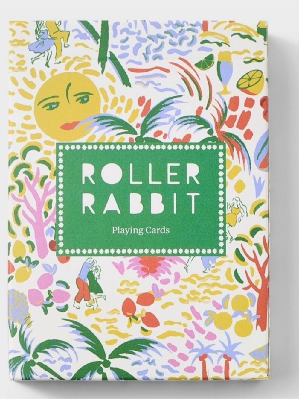 Roller Rabbit Playing Cards - Green Accent with Multicolor Artwork